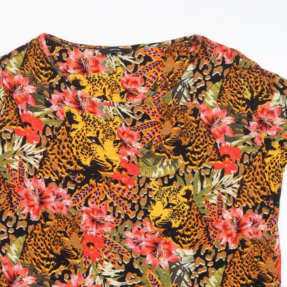 George Womens Multicoloured Floral Viscose Basic Blouse Size 16 Scoop Neck - Wild Cat Print