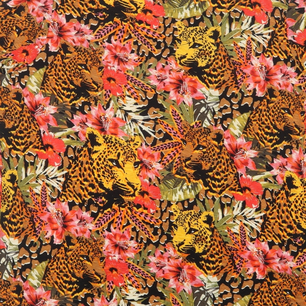George Womens Multicoloured Floral Viscose Basic Blouse Size 16 Scoop Neck - Wild Cat Print
