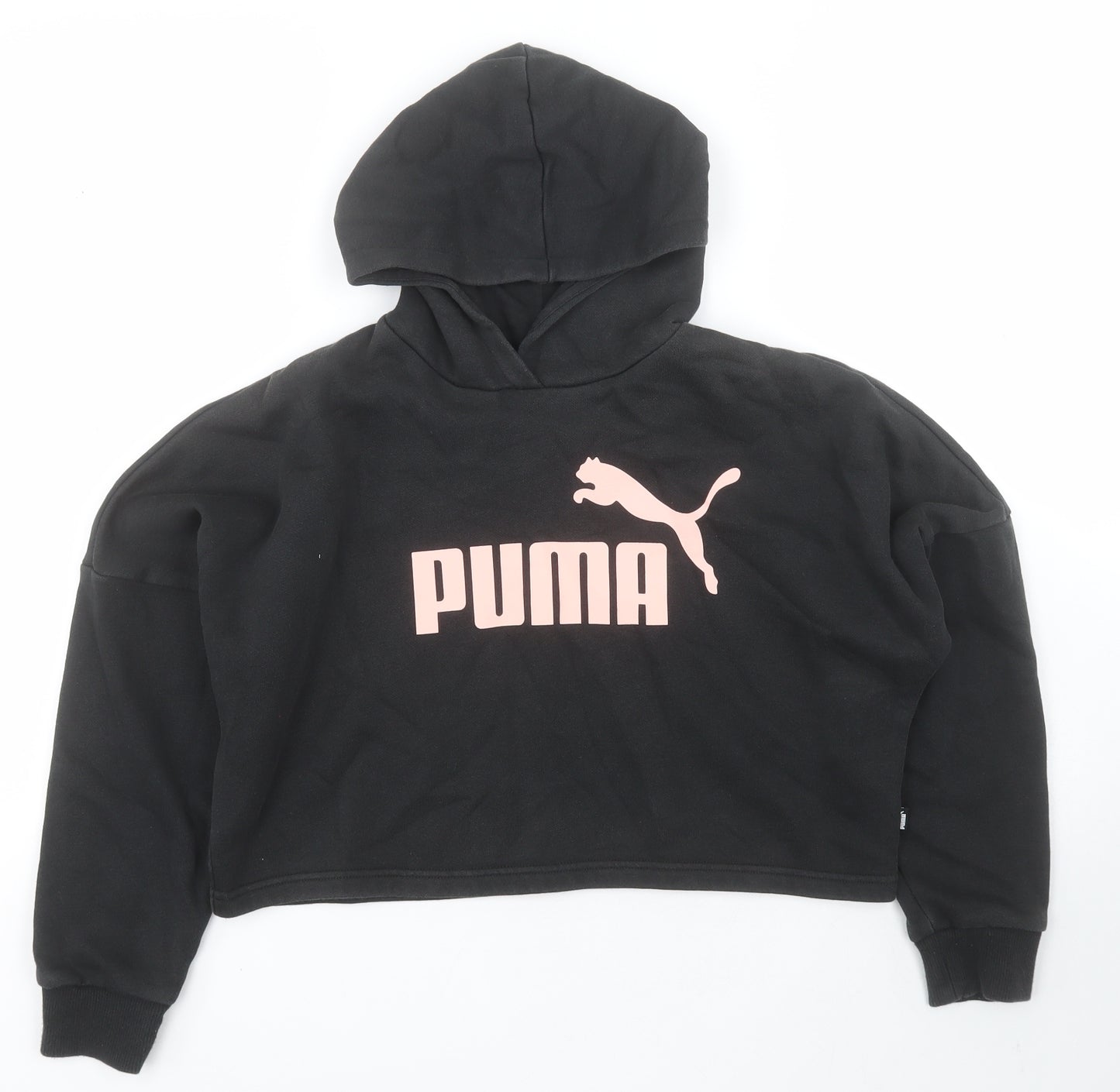 PUMA Girls Black  Cotton Pullover Hoodie Size 11-12 Years  Pullover - Cropped