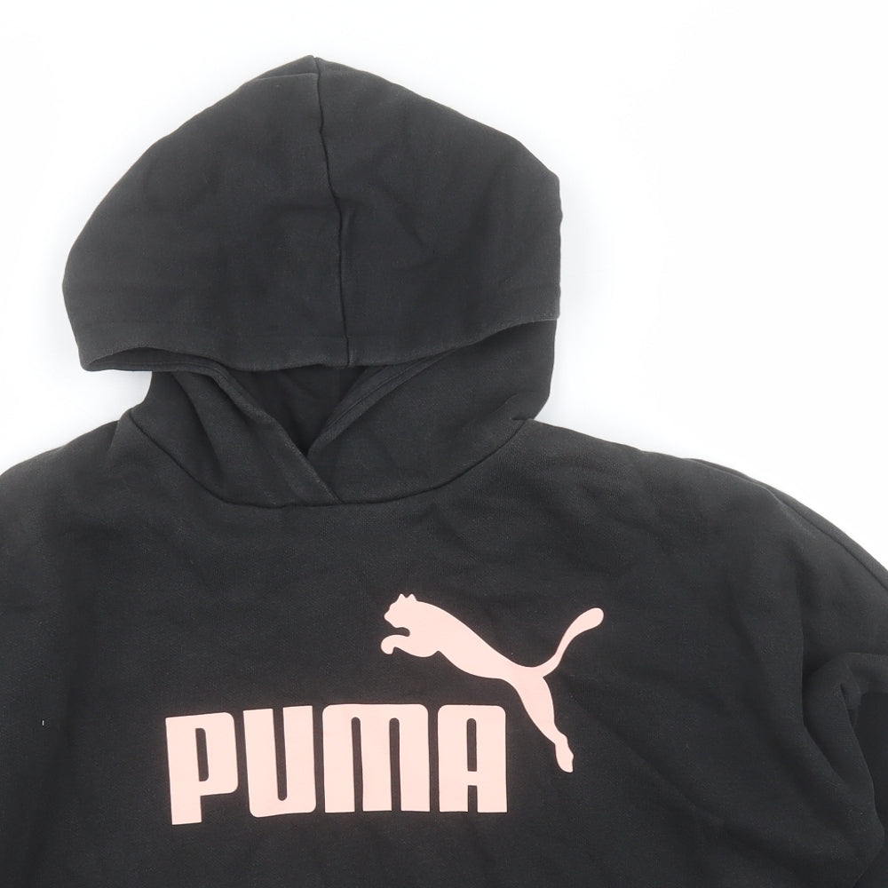 PUMA Girls Black  Cotton Pullover Hoodie Size 11-12 Years  Pullover - Cropped