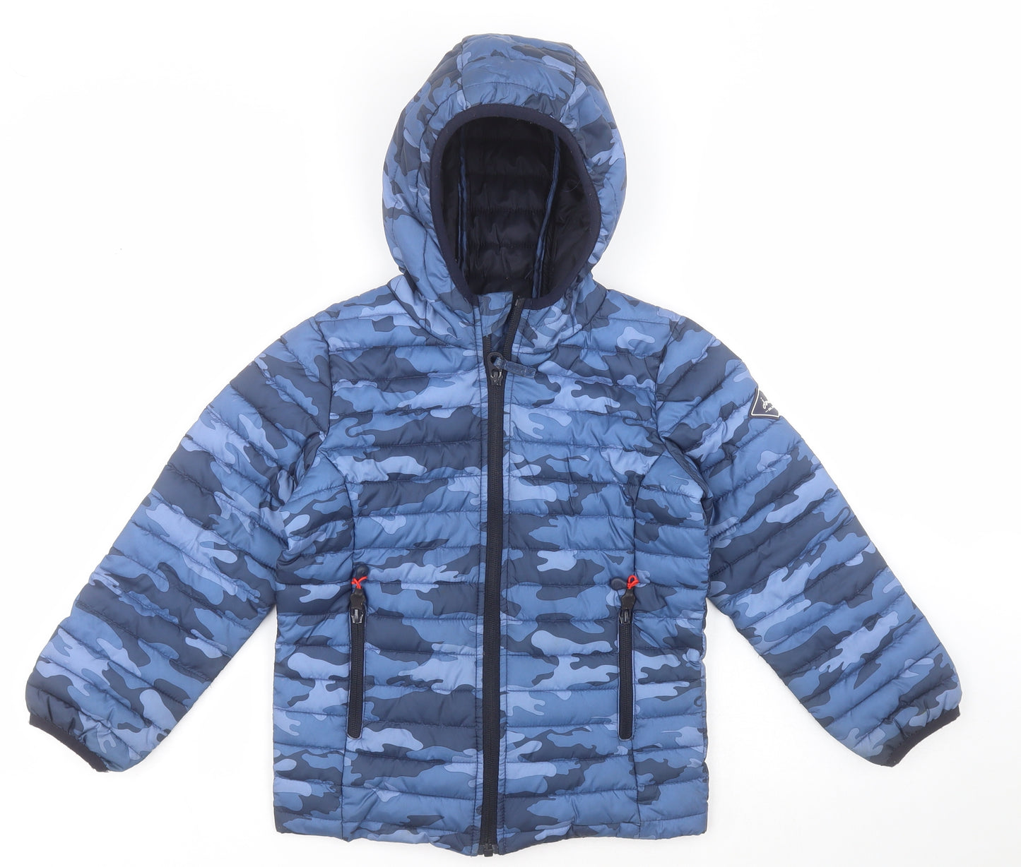 Joules Boys Blue Camouflage  Quilted Coat Size 6 Years  Zip