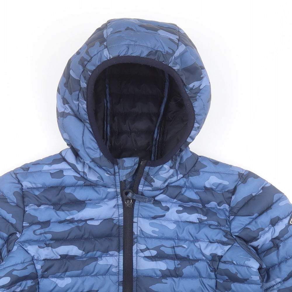 Joules Boys Blue Camouflage  Quilted Coat Size 6 Years  Zip