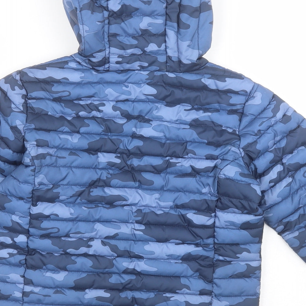 Joules Boys Blue Camouflage  Quilted Coat Size 6 Years  Zip