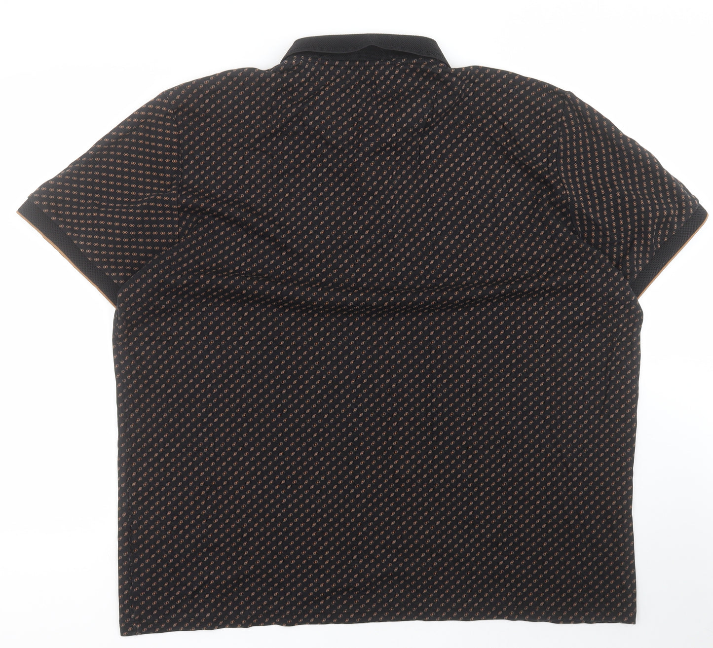 NEXT Mens Black Geometric 100% Cotton  Polo Size 2XL Collared Button