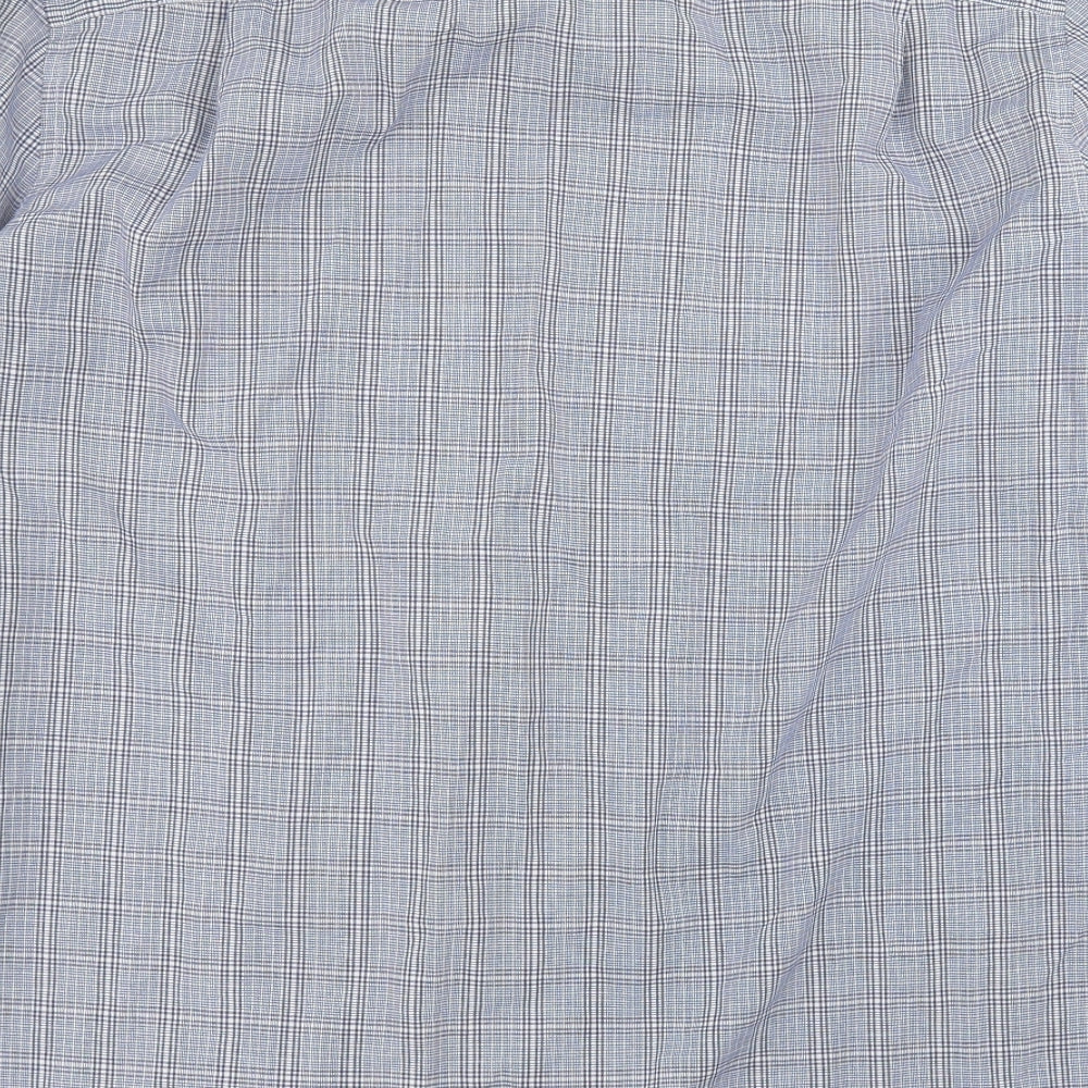 NEXT Mens Blue Check Polyester  Dress Shirt Size 17.5 Collared Button