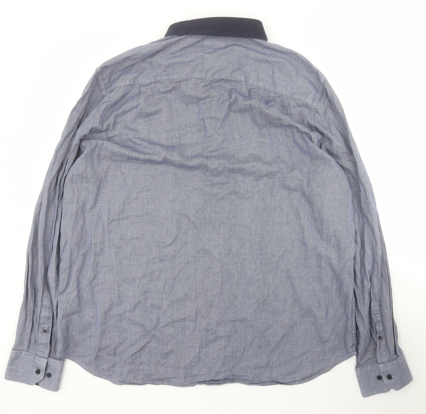 NEXT Mens Blue  Cotton  Button-Up Size 18 Collared Button