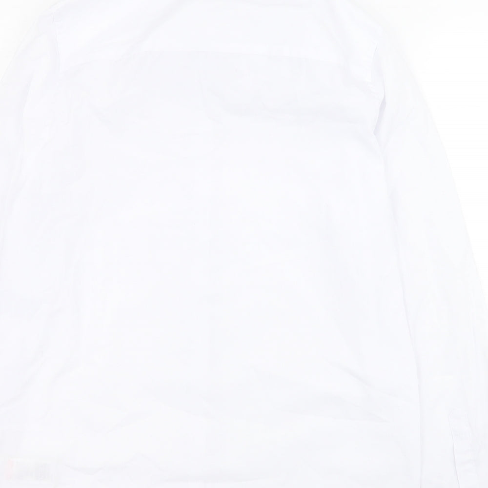 Marks and Spencer Boys White  Polyester Basic Button-Up Size 13-14 Years Collared Button - School