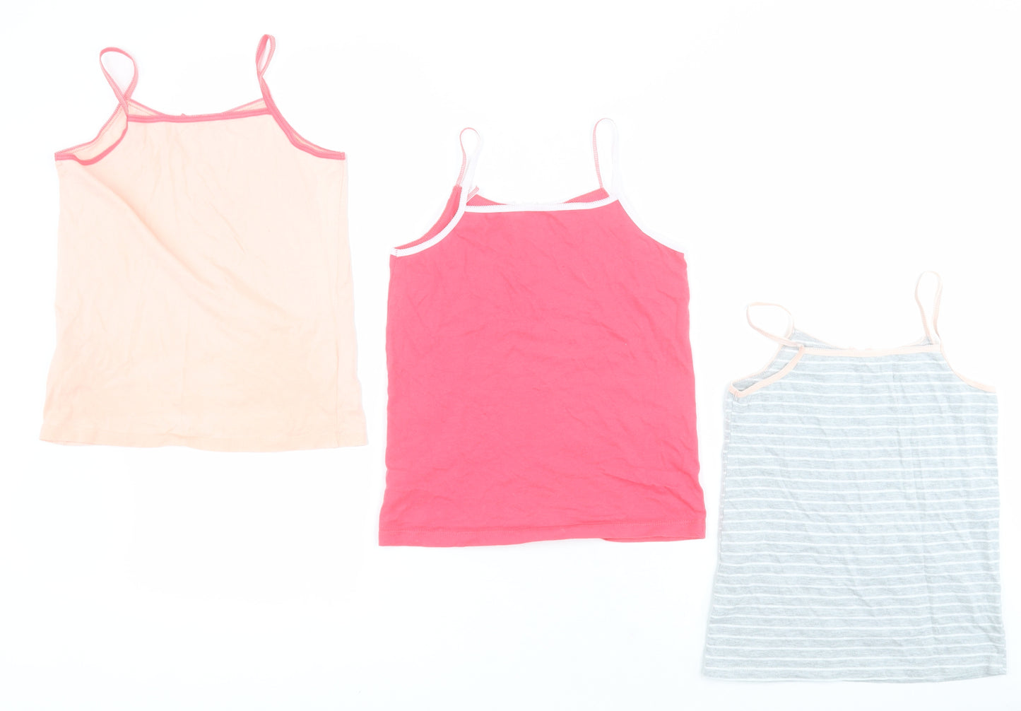 Primark Girls Multicoloured  Cotton Basic Tank Size 8-9 Years Square Neck Pullover - Hearts