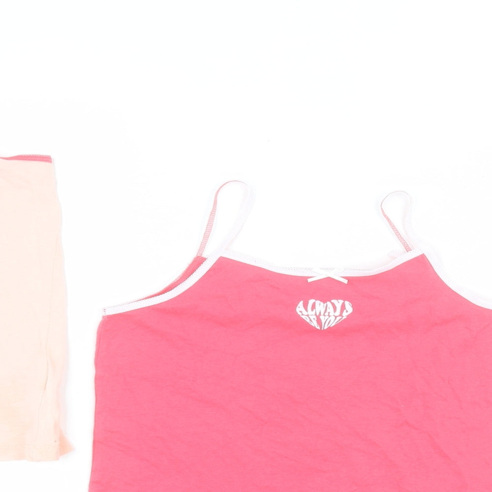 Primark Girls Multicoloured  Cotton Basic Tank Size 8-9 Years Square Neck Pullover - Hearts