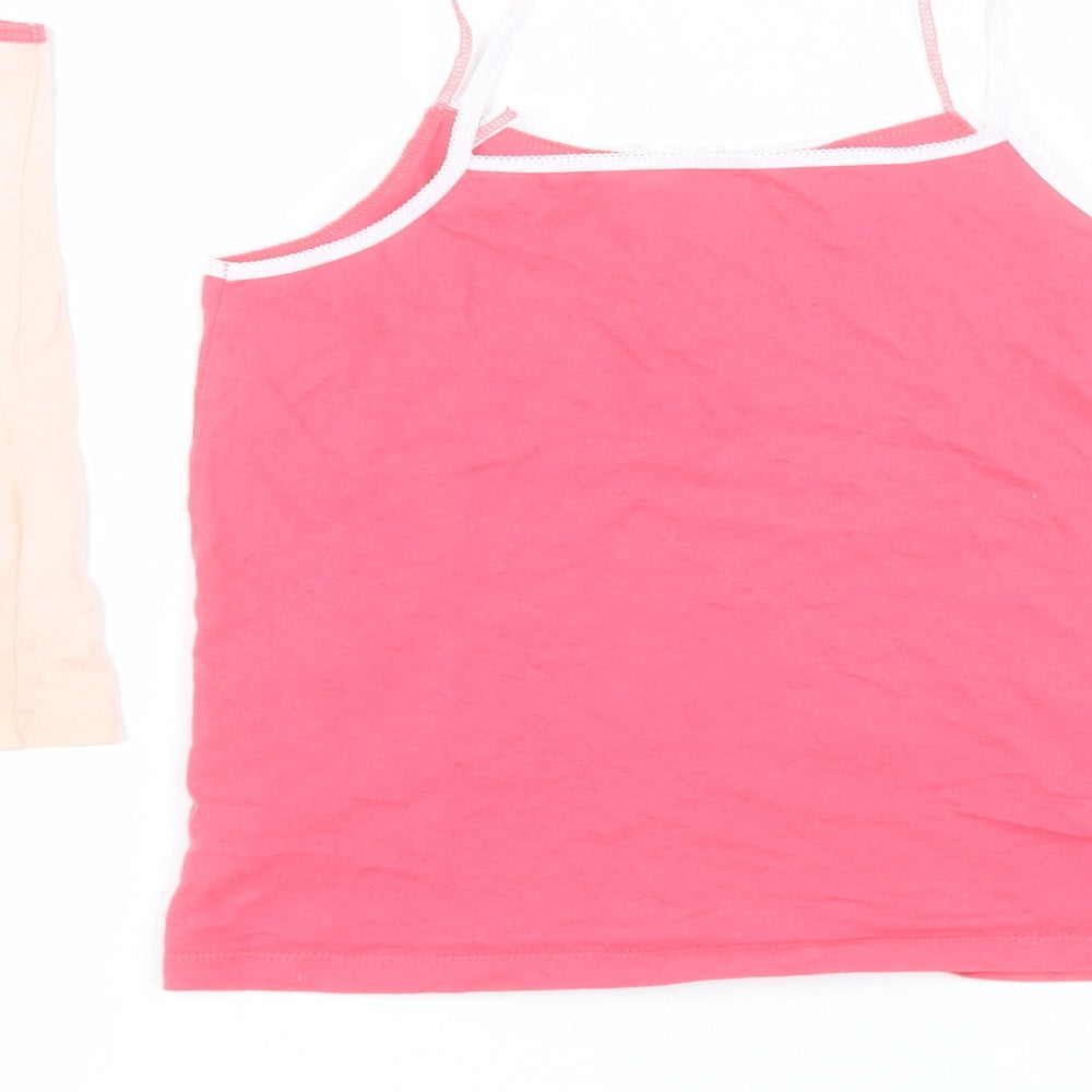 Primark Girls Multicoloured  Cotton Basic Tank Size 8-9 Years Square Neck Pullover - Hearts