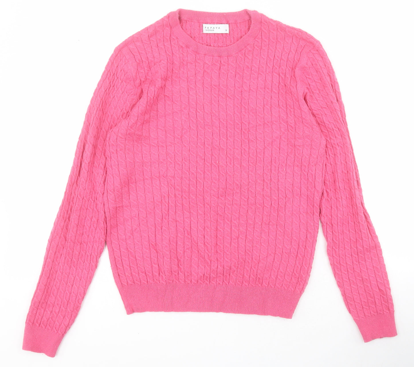 Papaya Womens Pink  Viscose Basic T-Shirt Size 14 Round Neck