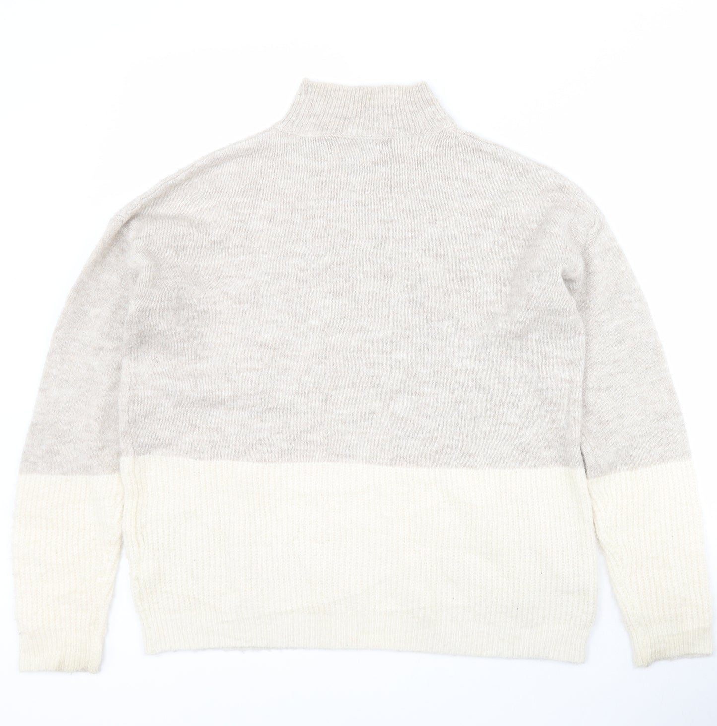 Primark Womens Beige High Neck  Acrylic Pullover Jumper Size XS