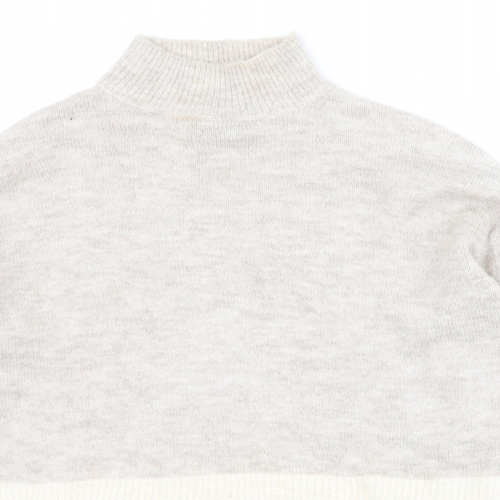 Primark Womens Beige High Neck  Acrylic Pullover Jumper Size XS