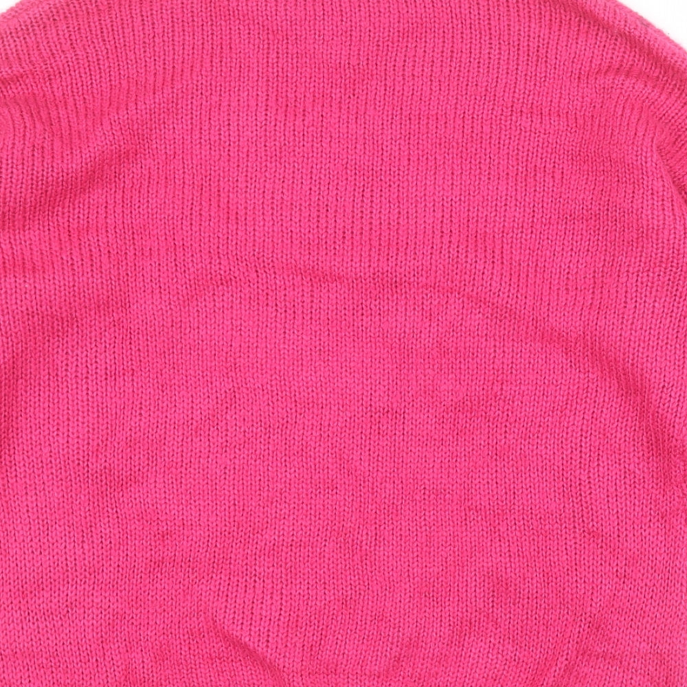 Studio Womens Pink High Neck  Acrylic Pullover Jumper Size 16   - Christmas