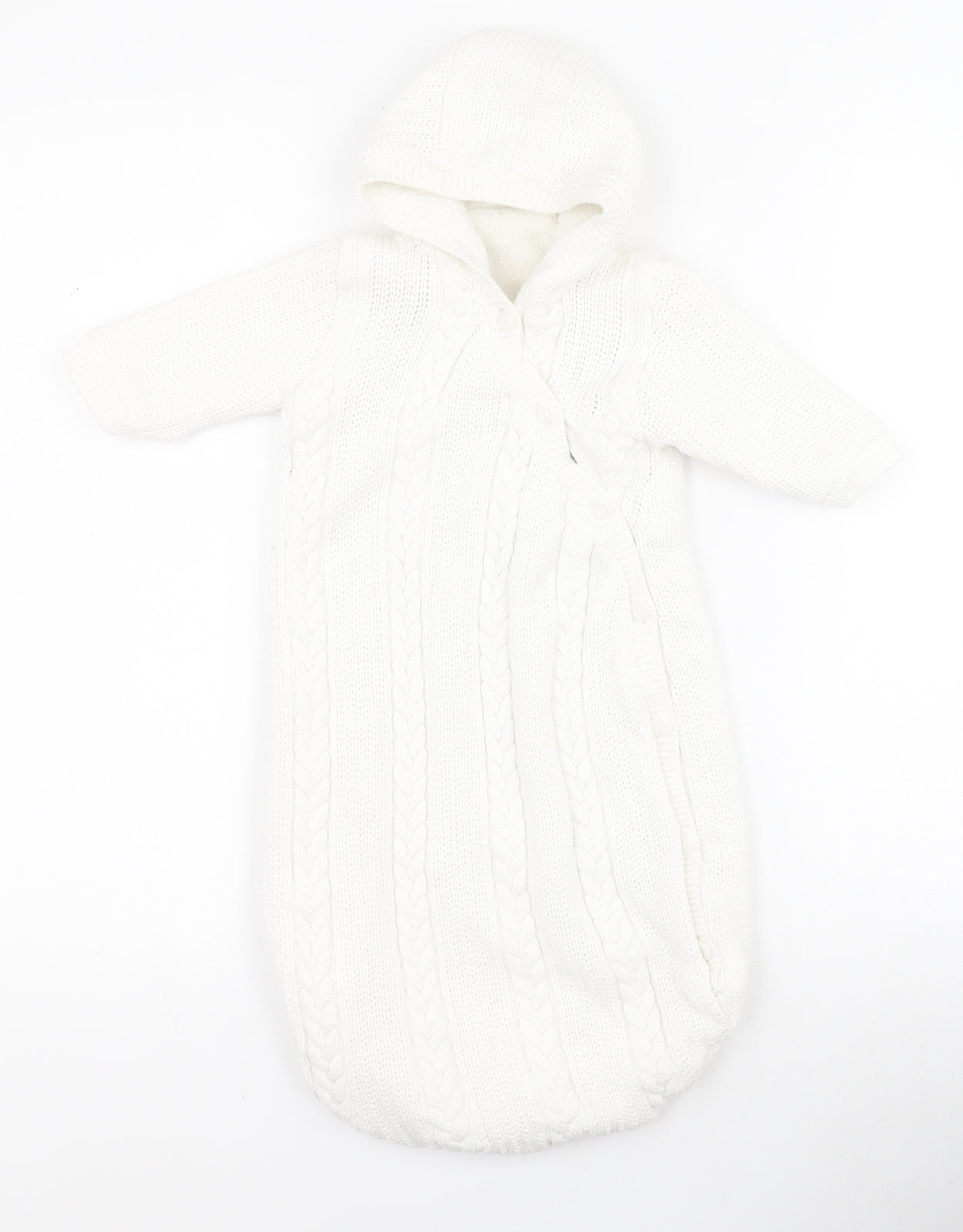 Mothercare  White Solid Cotton Babydoll Bodysuit Size 3-6 Months  Button - Sleep suit