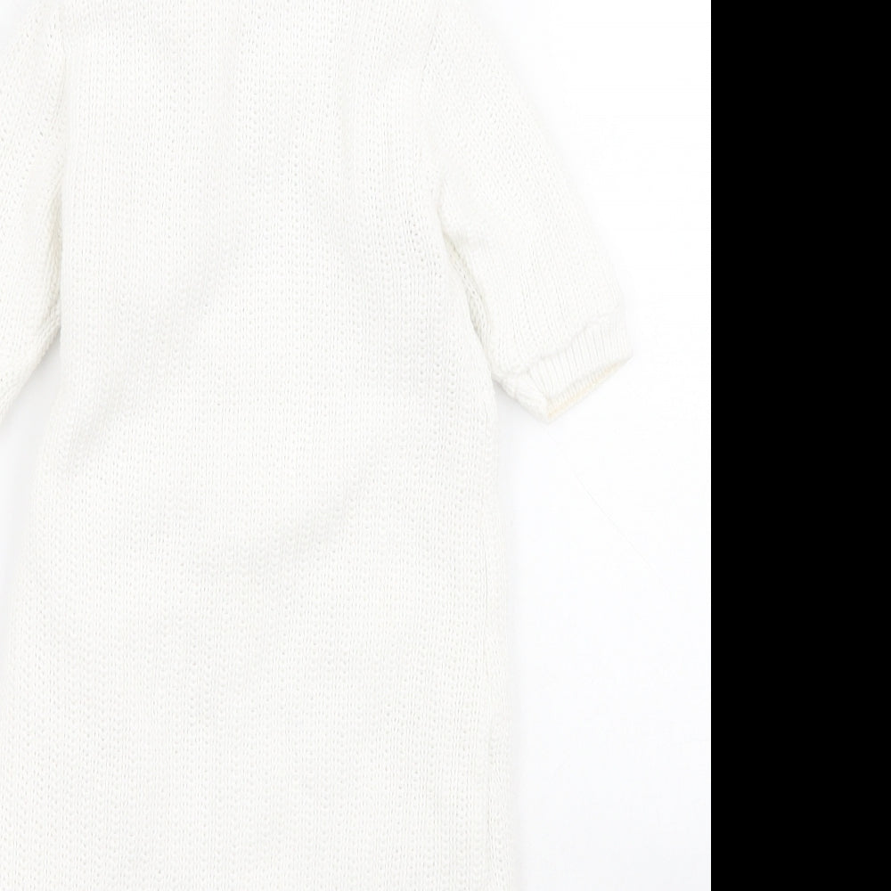 Mothercare  White Solid Cotton Babydoll Bodysuit Size 3-6 Months  Button - Sleep suit