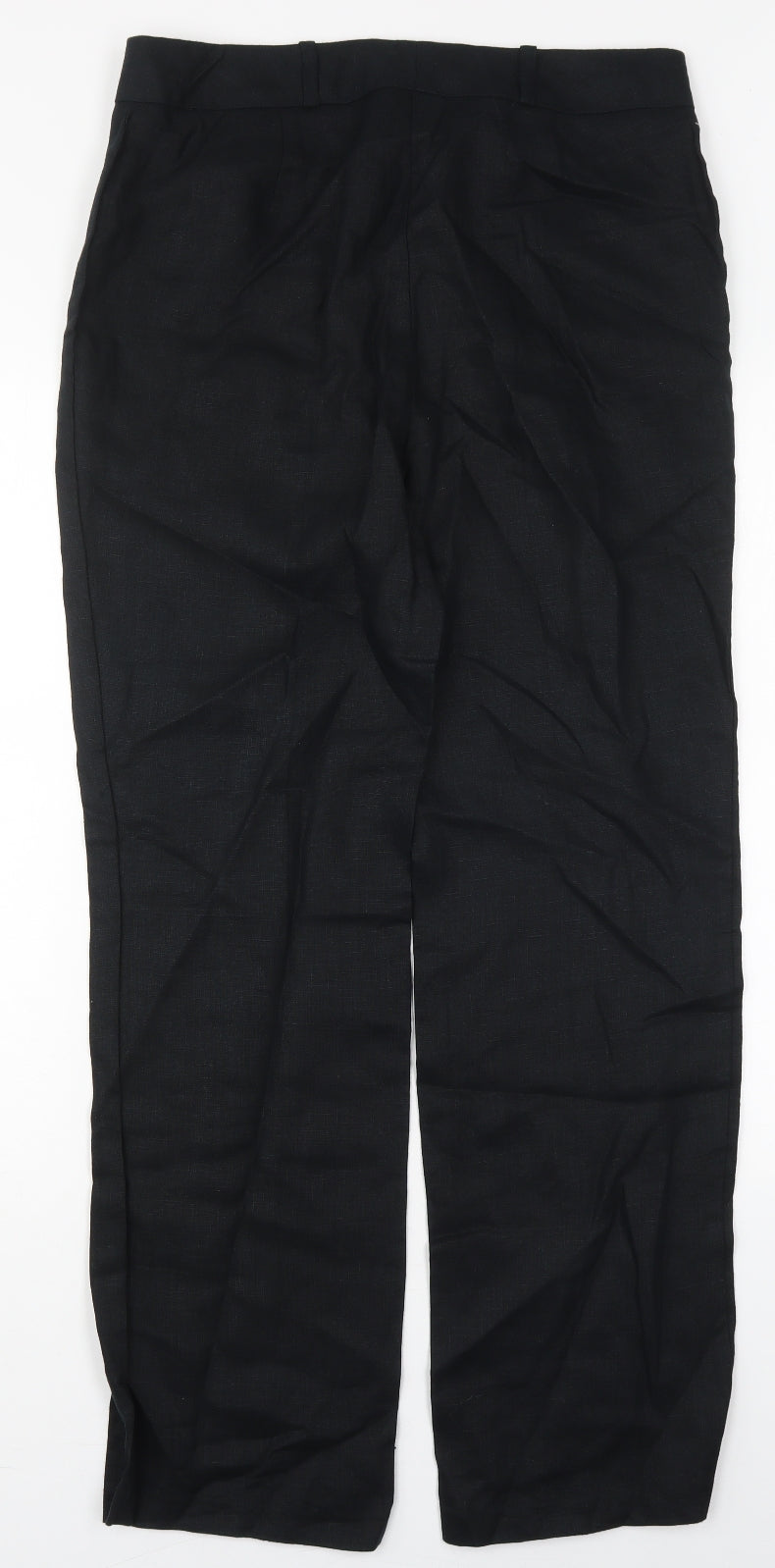Marks and Spencer Womens Black  Linen Trousers  Size 12 L30 in Regular Hook & Eye