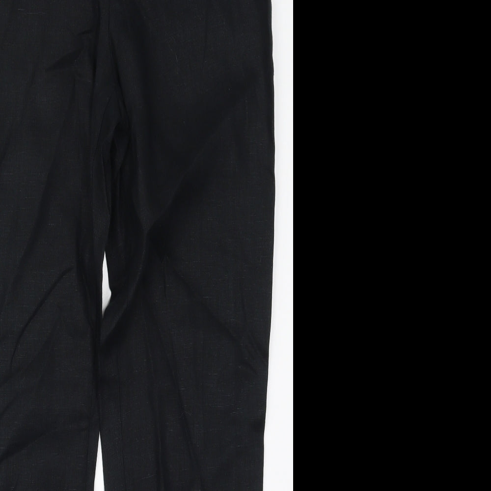 Marks and Spencer Womens Black  Linen Trousers  Size 12 L30 in Regular Hook & Eye
