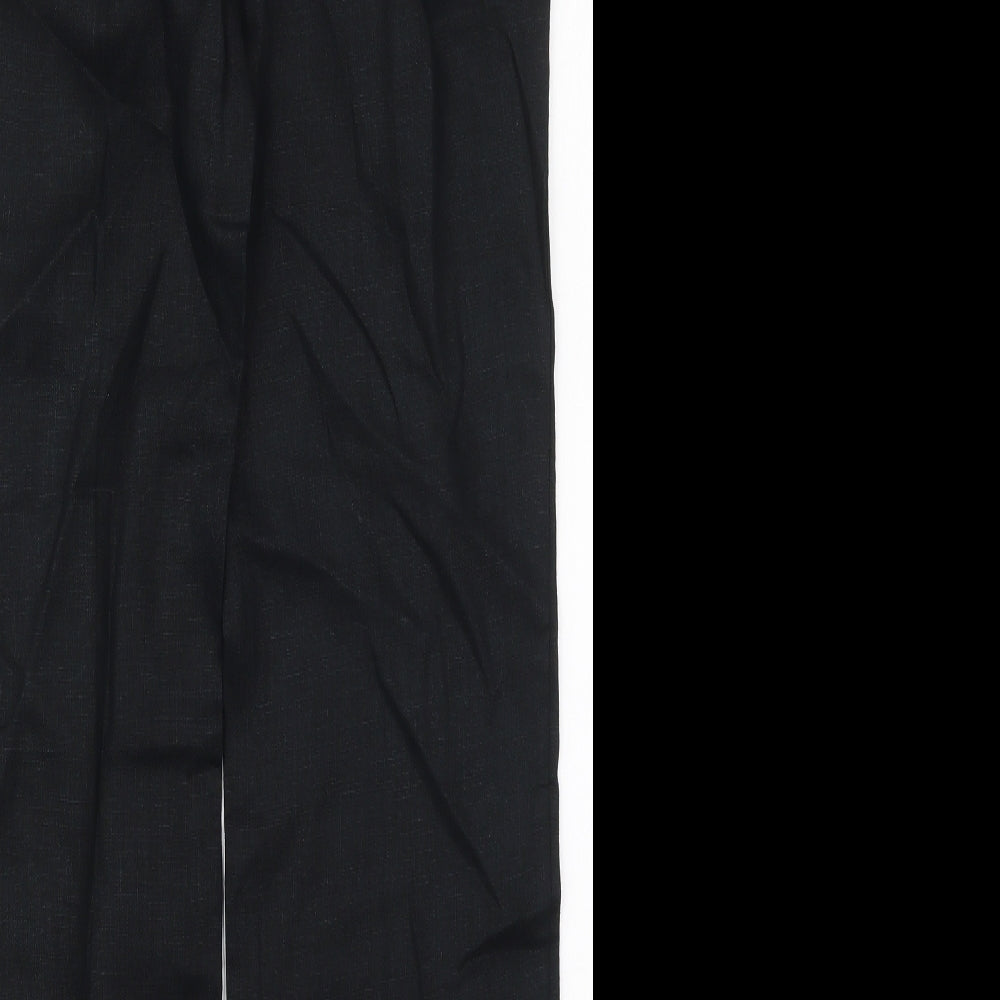 Marks and Spencer Womens Black  Linen Trousers  Size 12 L30 in Regular Hook & Eye