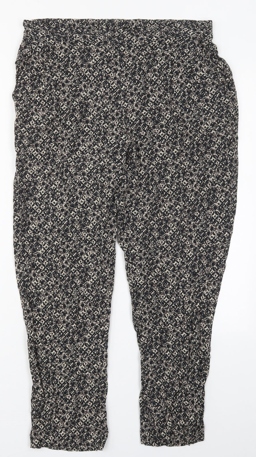 Marks and Spencer Womens Brown Geometric Viscose Trousers  Size 12 L28 in Regular