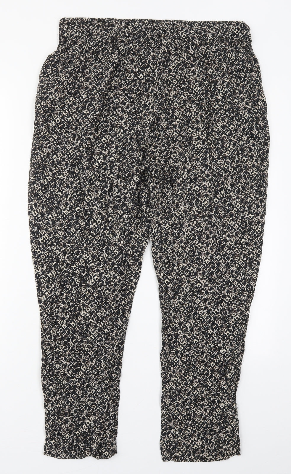 Marks and Spencer Womens Brown Geometric Viscose Trousers  Size 12 L28 in Regular