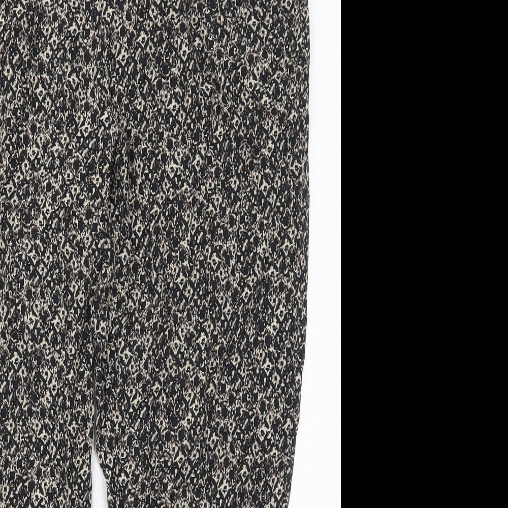 Marks and Spencer Womens Brown Geometric Viscose Trousers  Size 12 L28 in Regular