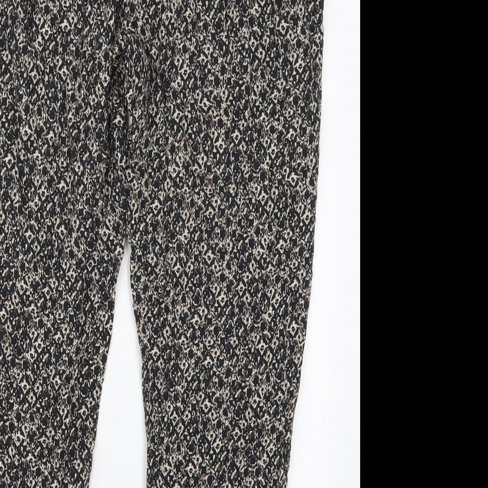 Marks and Spencer Womens Brown Geometric Viscose Trousers  Size 12 L28 in Regular