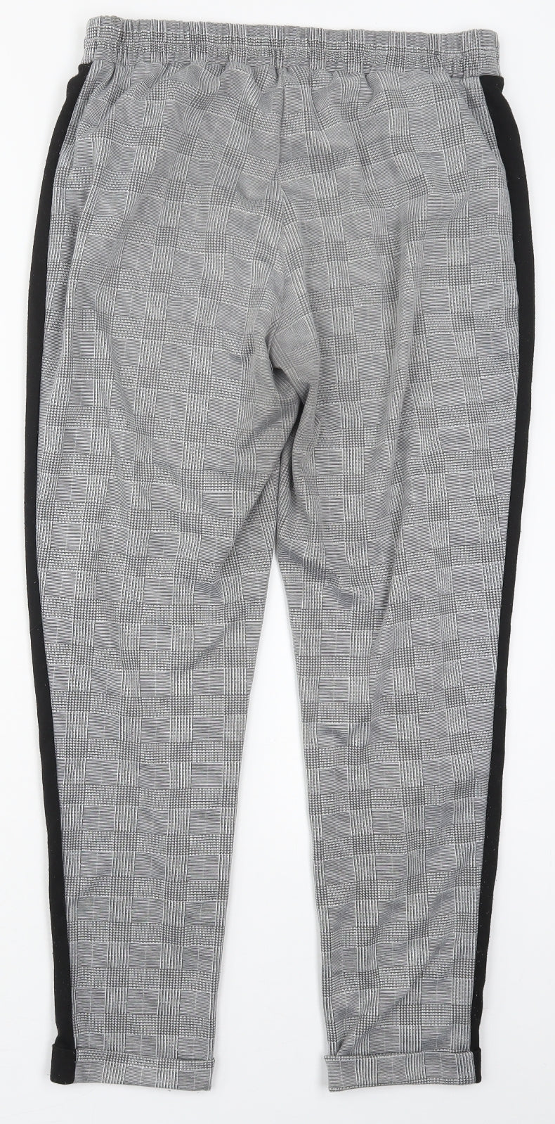 Primark Womens Grey Check Polyester Trousers  Size 12 L27.5 in Regular