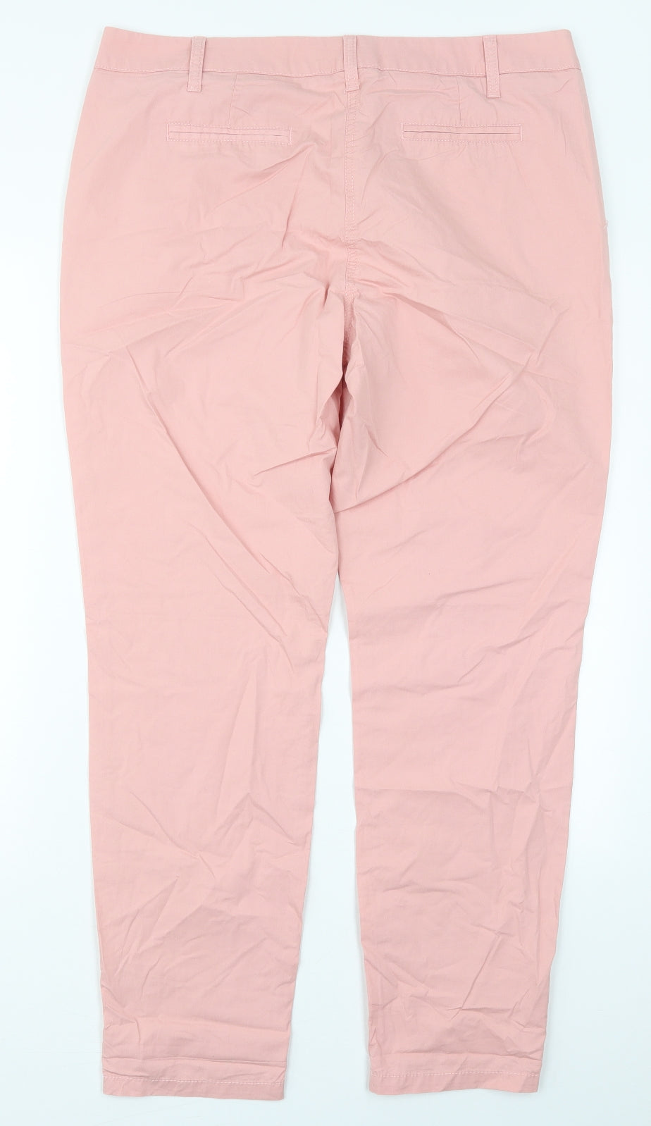 NEXT Womens Pink  Cotton Chino Trousers Size 14 L30 in Regular Button