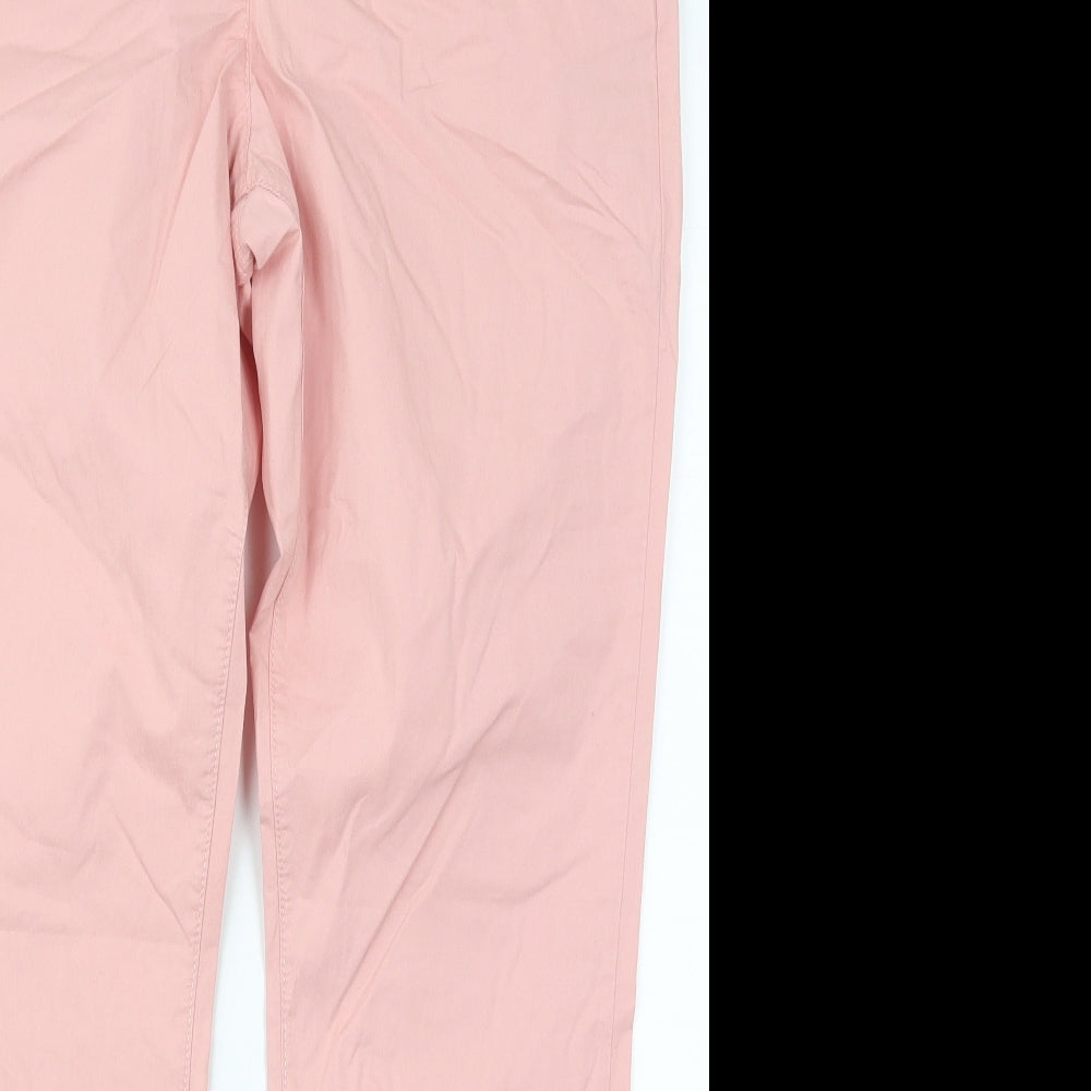 NEXT Womens Pink  Cotton Chino Trousers Size 14 L30 in Regular Button