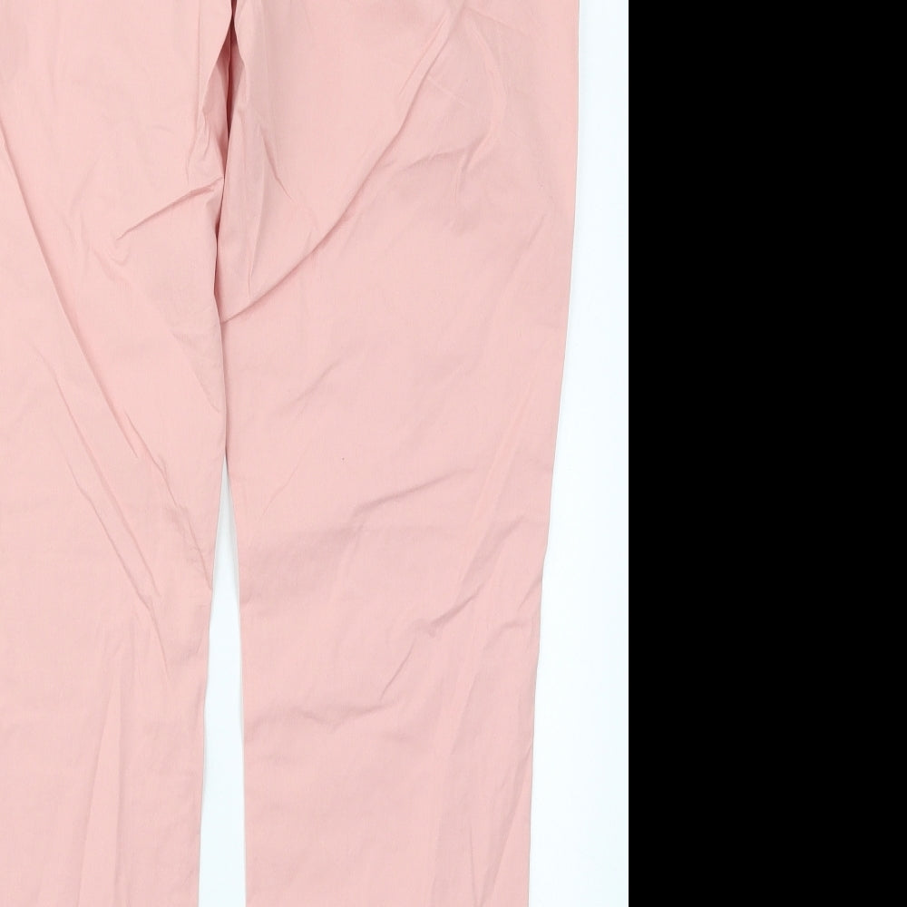 NEXT Womens Pink  Cotton Chino Trousers Size 14 L30 in Regular Button