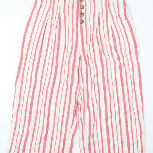 George Womens Red Striped Linen Trousers  Size 16 L21 in Regular