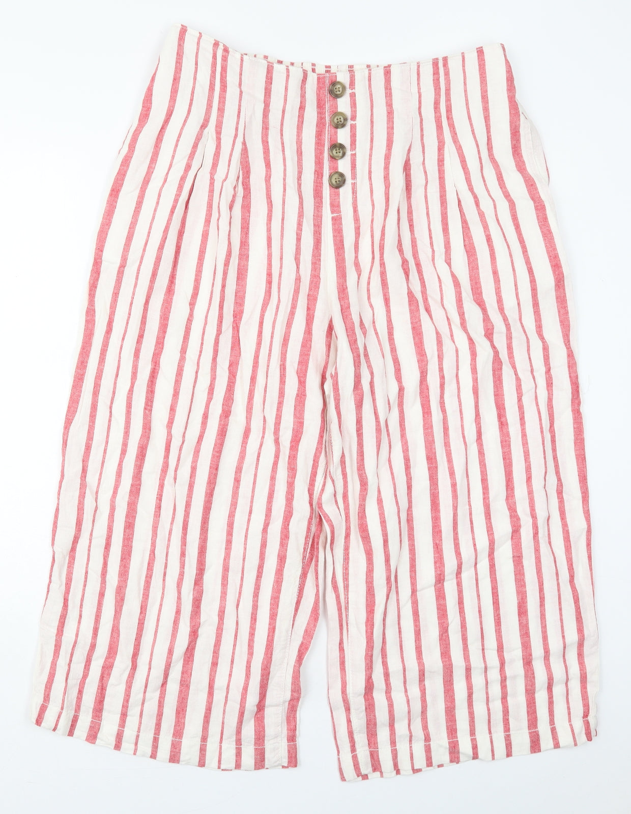 George Womens Red Striped Linen Trousers  Size 16 L21 in Regular