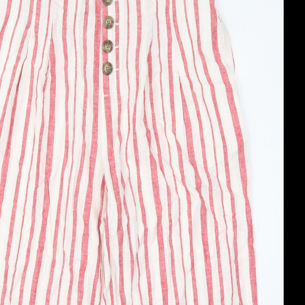 George Womens Red Striped Linen Trousers  Size 16 L21 in Regular