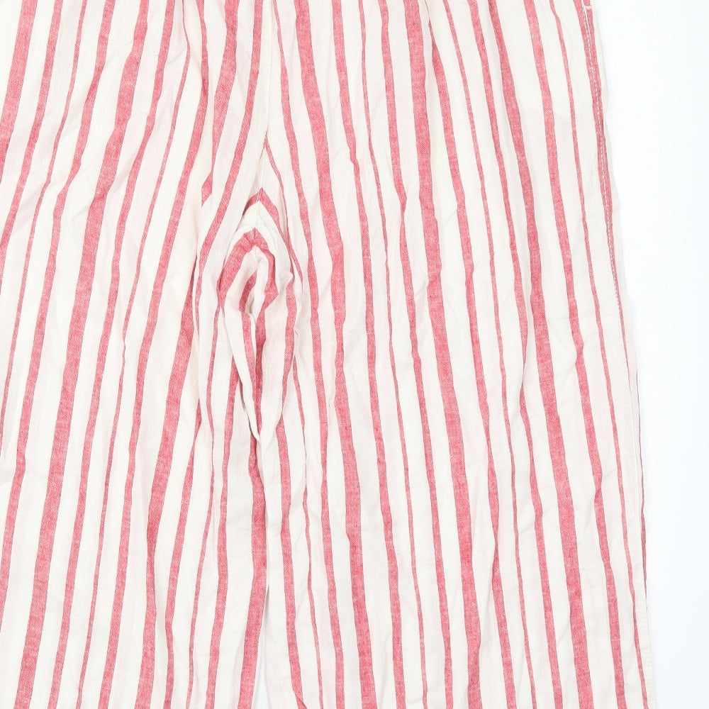 George Womens Red Striped Linen Trousers  Size 16 L21 in Regular