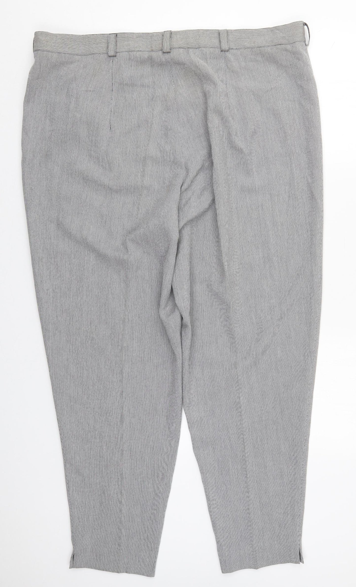 Preworn Womens Grey Striped Polyester Trousers  Size 26 L29 in Regular Button