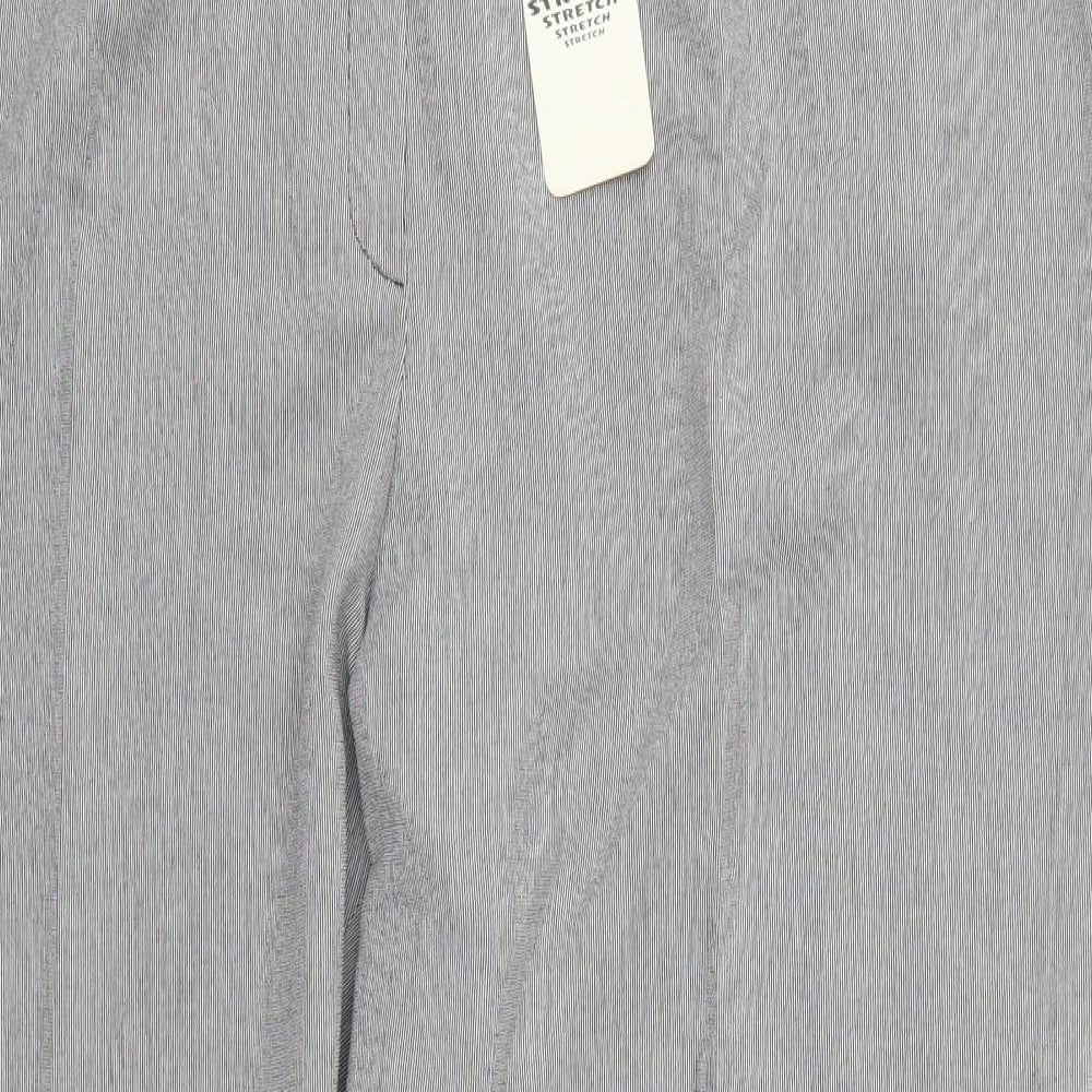 Preworn Womens Grey Striped Polyester Trousers  Size 26 L29 in Regular Button