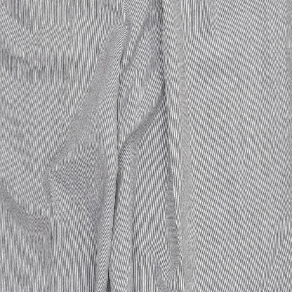 Preworn Womens Grey Striped Polyester Trousers  Size 26 L29 in Regular Button
