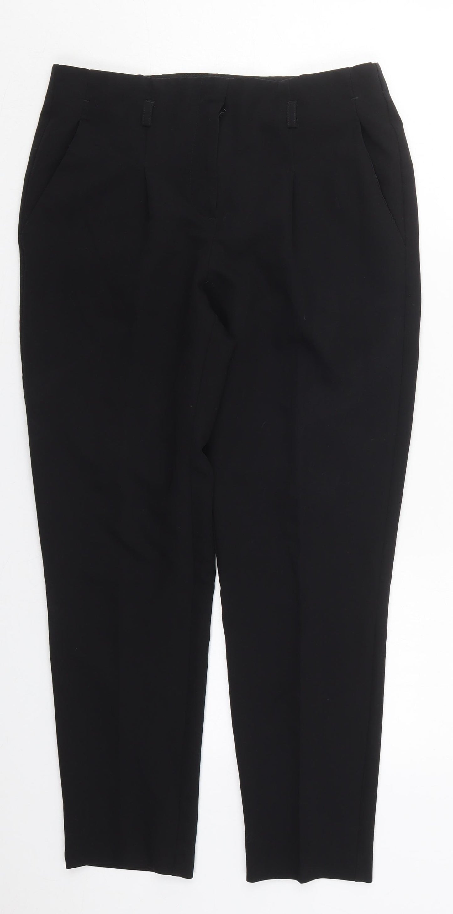NEXT Womens Black  Polyester Trousers  Size 8 L25 in Regular Hook & Eye