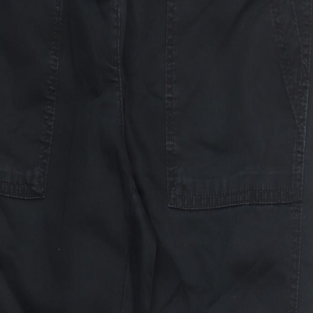 NEXT Womens Black  Cotton Cargo Trousers Size 12 L27 in Regular Button