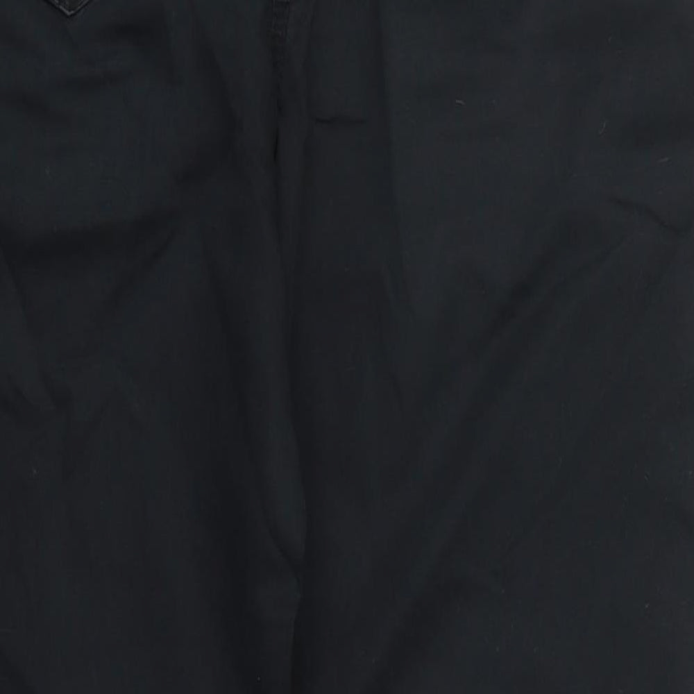 NEXT Womens Black  Cotton Cargo Trousers Size 12 L27 in Regular Button