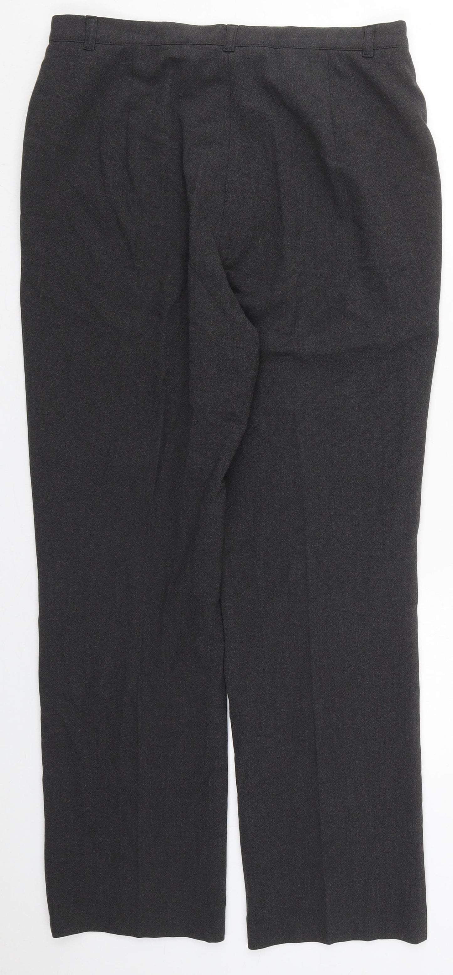 Marks and Spencer Womens Grey  Polyester Trousers  Size 14 L28 in Regular Button
