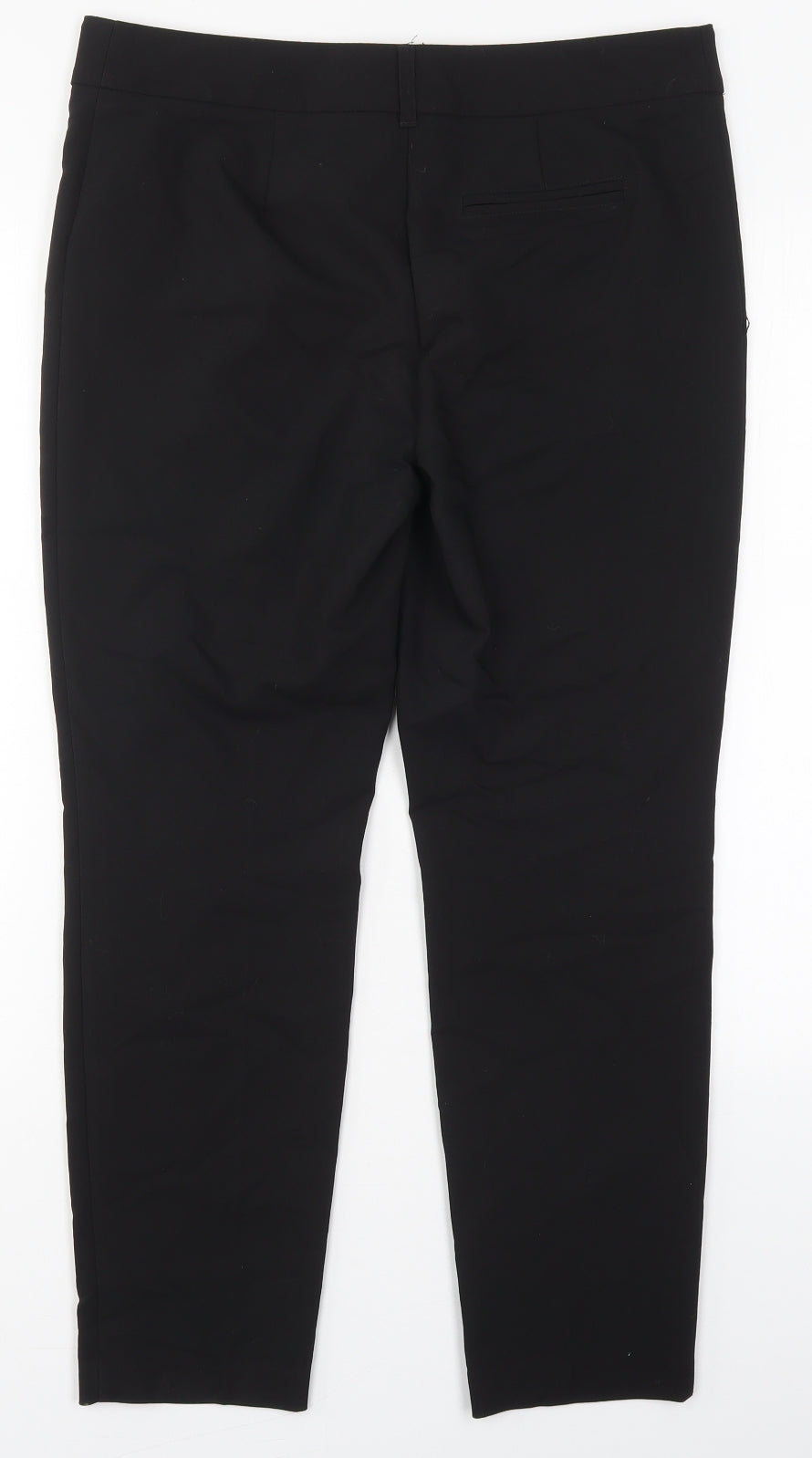 Papaya Womens Black  Cotton Trousers  Size 12 L25.5 in Regular Hook & Eye