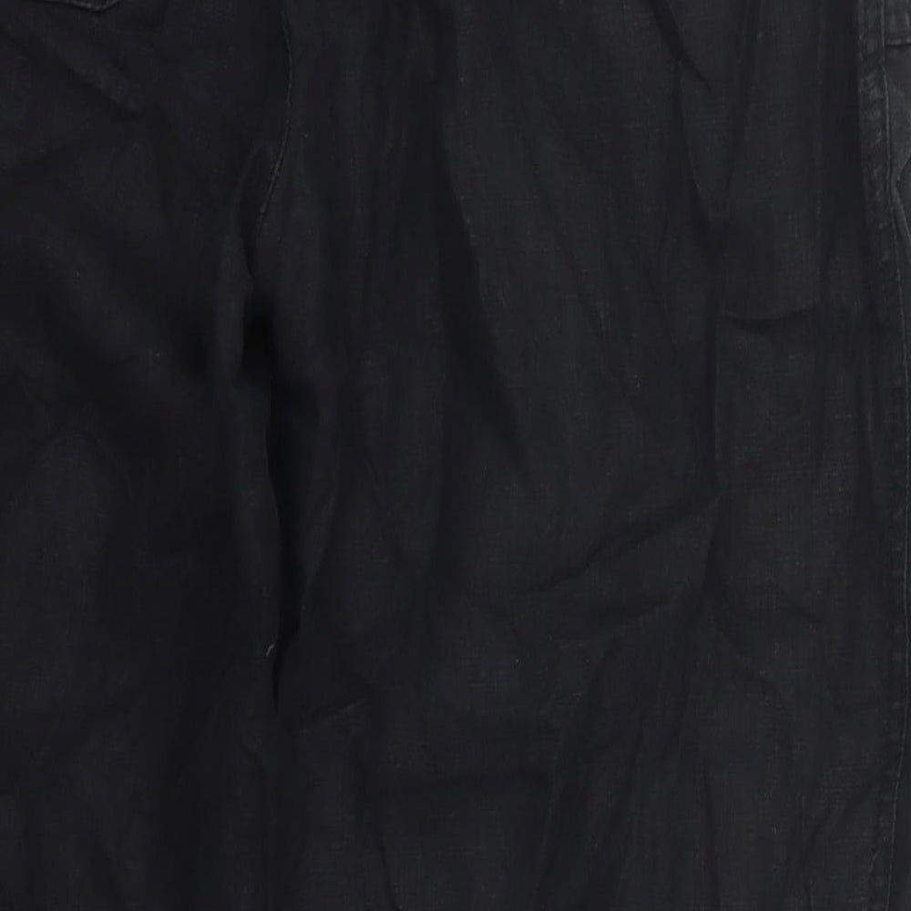 George Womens Black  Linen Trousers  Size 16 L26 in Regular Button
