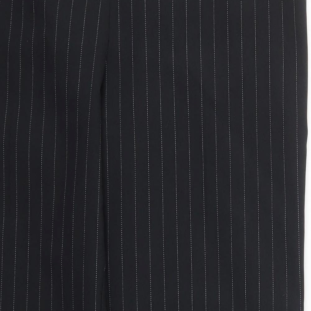 Internacionale Womens Black Striped Polyester Trousers  Size 14 L29 in Regular Hook & Eye