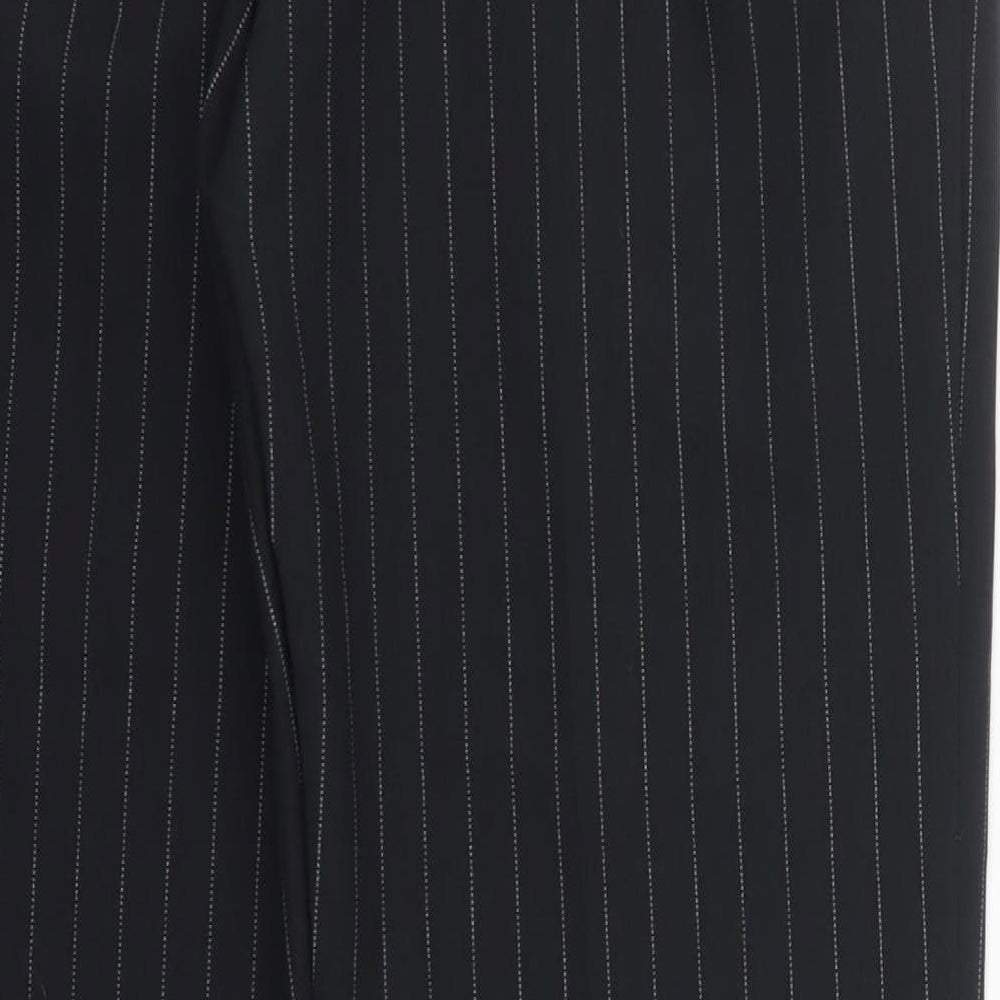 Internacionale Womens Black Striped Polyester Trousers  Size 14 L29 in Regular Hook & Eye