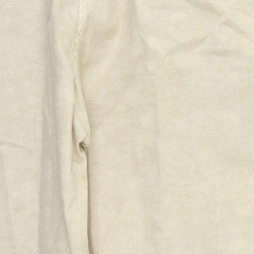 Zara Womens Beige  Cotton Cargo Trousers Size 12 L25 in Regular Button
