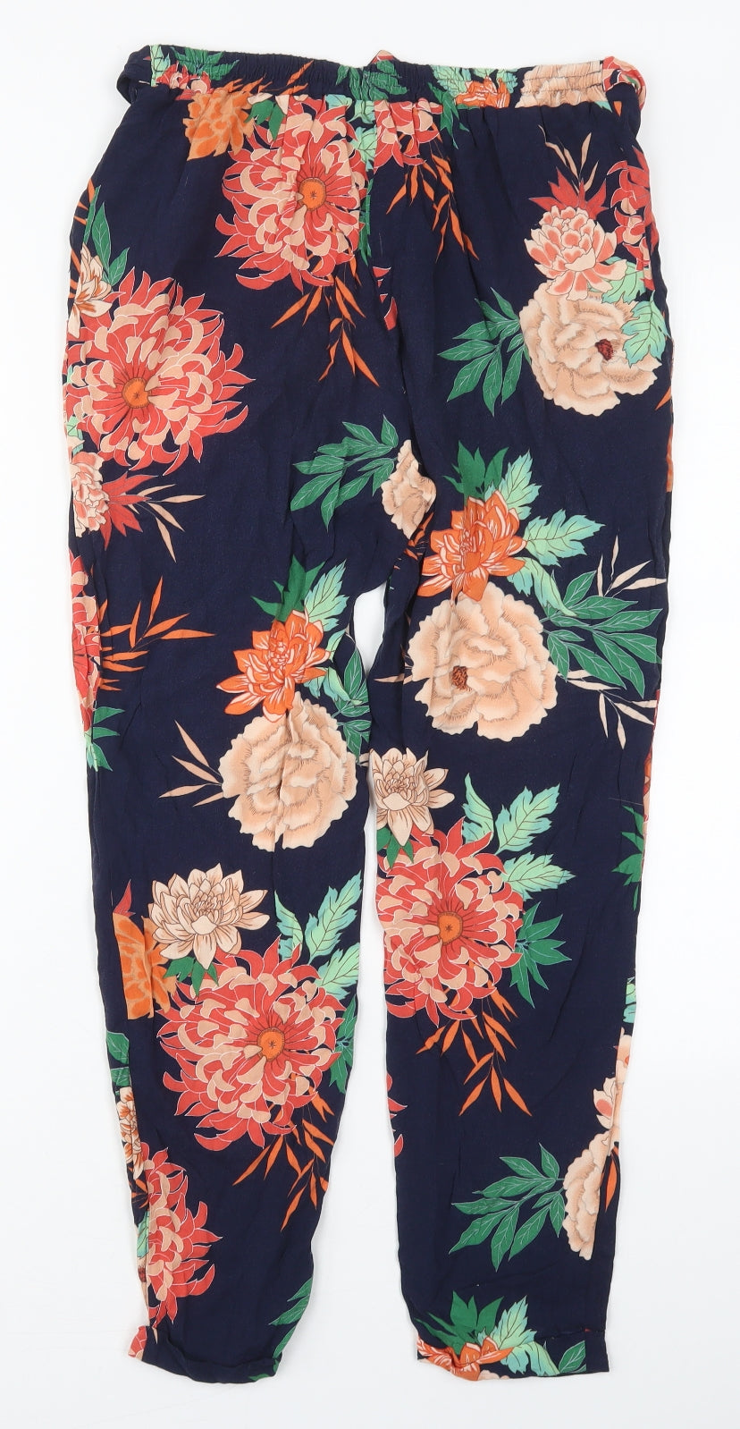 Dorothy Perkins Womens Blue Floral Viscose Trousers  Size 8 L25 in Regular