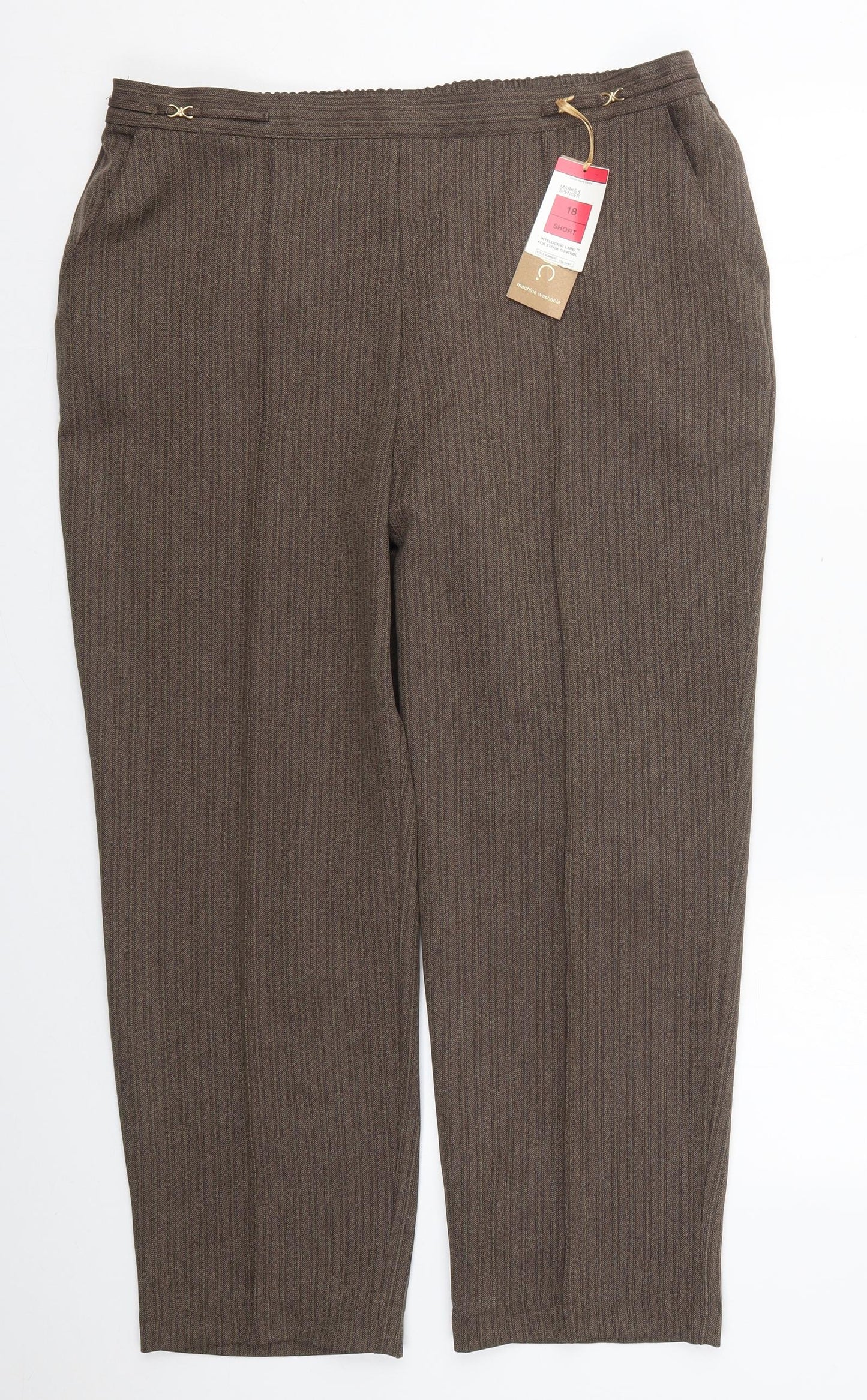 Marks and Spencer Womens Brown  Polyester Trousers  Size 18 L27 in Regular