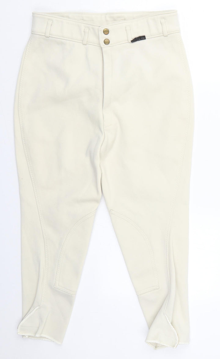 Preworn Womens Beige Nylon Cropped Trousers Size M L22 in Regular Button - Horse Riding